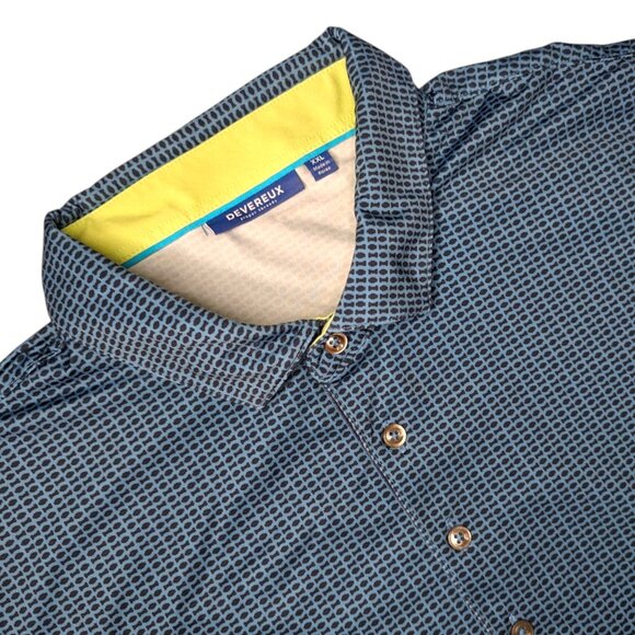 Deveaux Other - Devereux Golf Polo Shirt Short Sleeve Stretch Geometric Blue Mens Size XXL